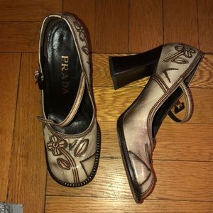 Prada Maryjane Flower Shoes